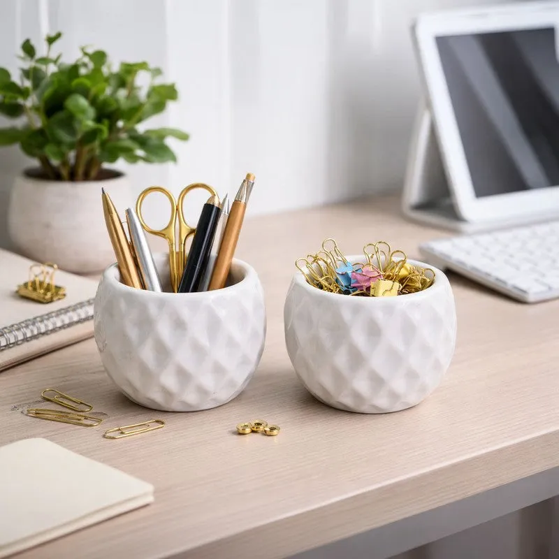 Moonstone Textured Ceramic Planter - Set of Two media 6