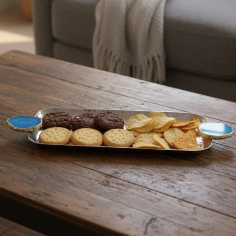 Aurora Edge Hammered (Metal,Agate) Rectangle Platter media 7