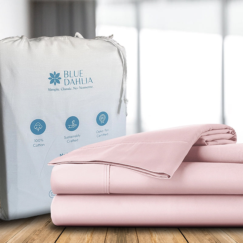 Maison Fitted Solid Cotton Bedsheet (Cameo Rose) - 200 TC media 14