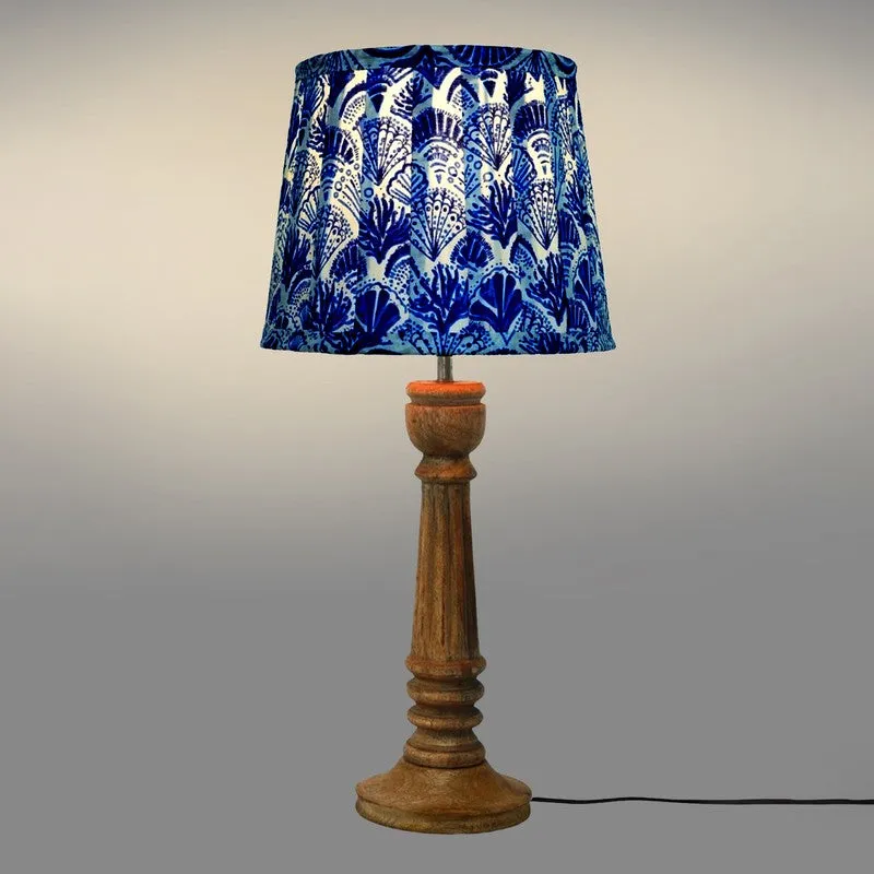 Modern Prism Wooden Base Cotton Table Lamp - Blue media 4