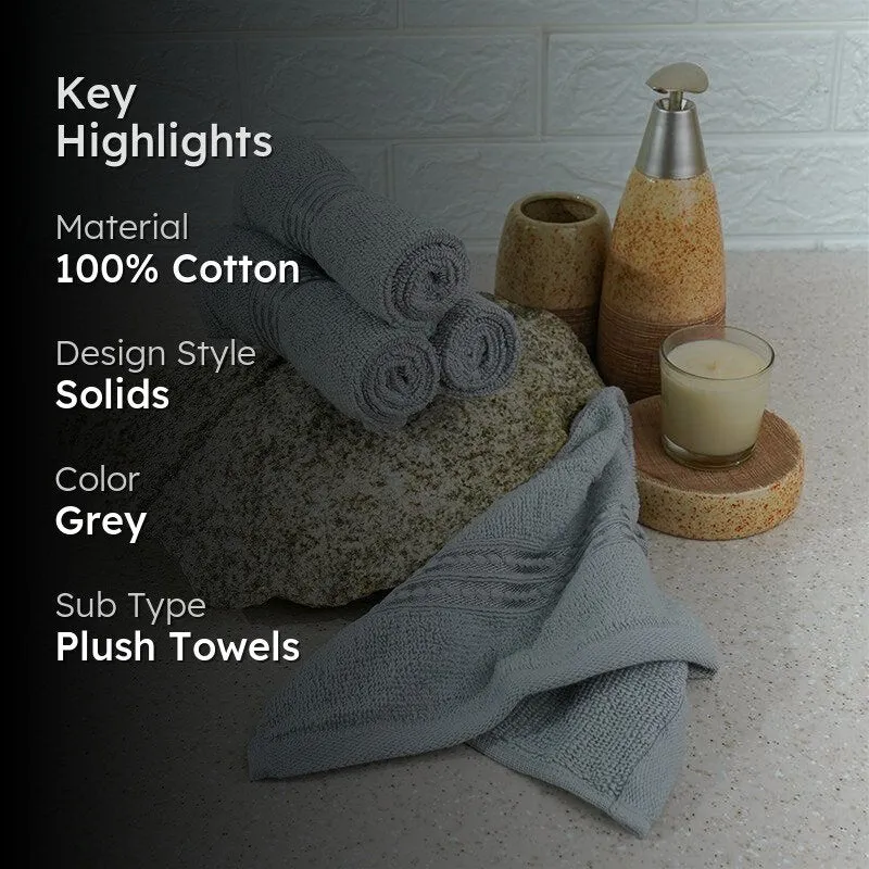 Micro Cotton LuxeDry Solid Face Towel (Grey) - Set Of Four media 2