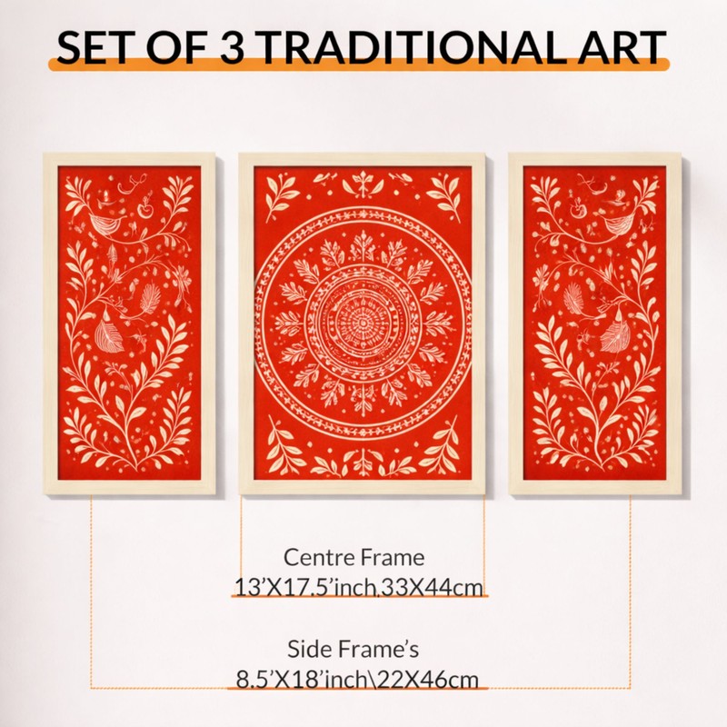 Timeless Indian Wall Art With Frame - Set of Three media 9