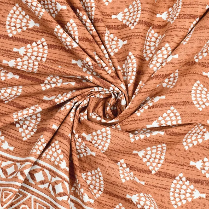 Craftis Cotton Bedsheet (Rust,White) - 240 TC media 5