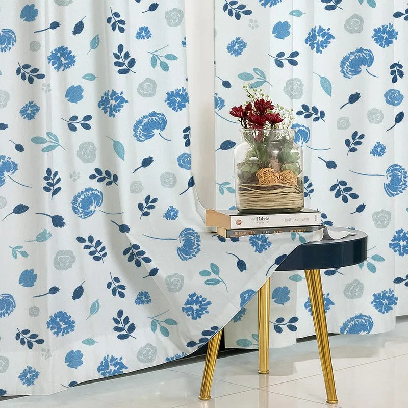 BloomSpry Cotton Curtains (blue,grey) - Set Of Two media 5
