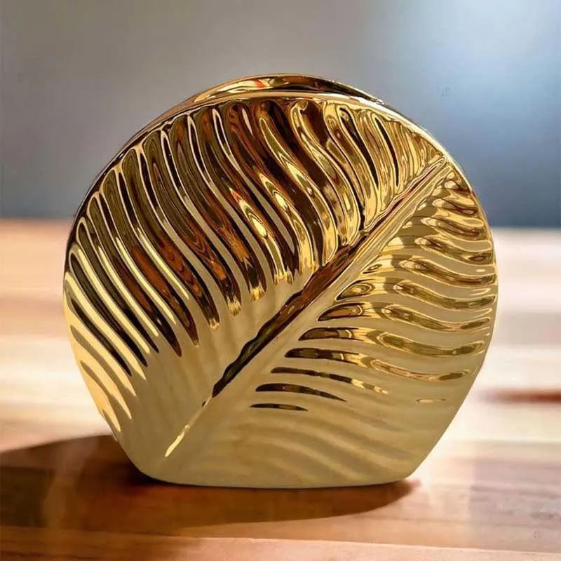 Golden Ceramic Petal Vase media 1