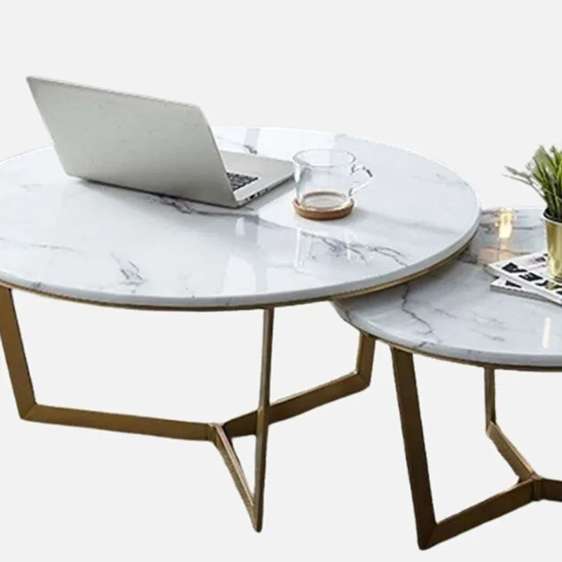 Quantum Edge Accent Table with Marble Top - Set Of Two media 5
