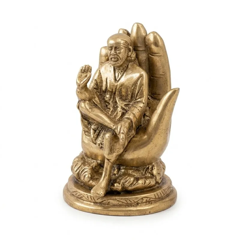 Shiridhi Saibaba On Palm Brass Idol media 5