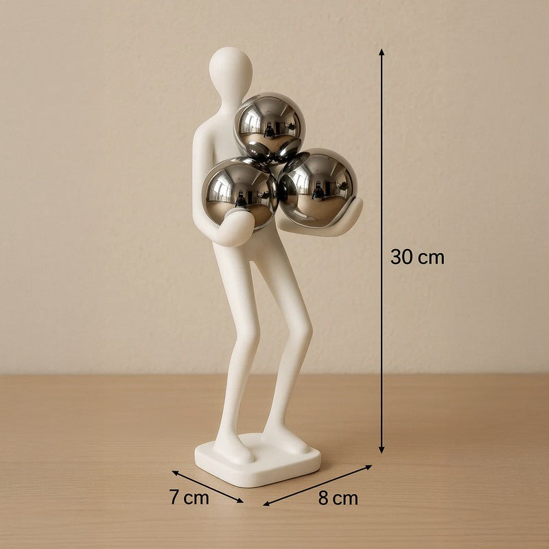 Modern Balance Trio Sphere Figurine Showpiece - White media 6