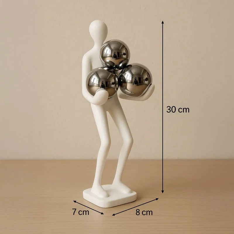 Modern Balance Trio Sphere Figurine Showpiece - White media 6
