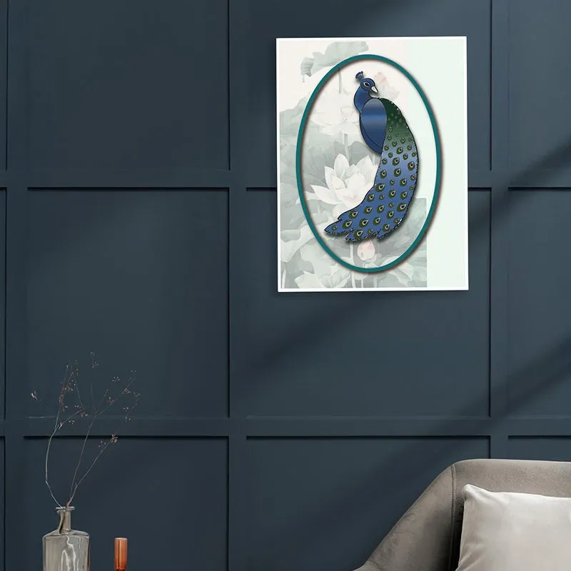 Peacock Portrait Wall Art with White Frame media 3