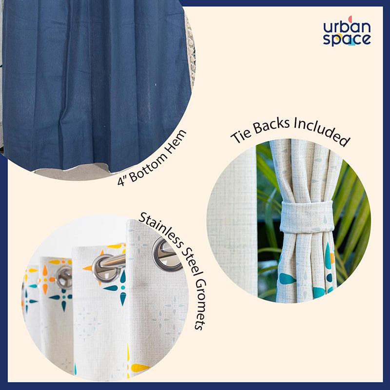 Urban Space Mosaic & Aura Curtain (Indigo,Yellow) - Set Of Three media 4