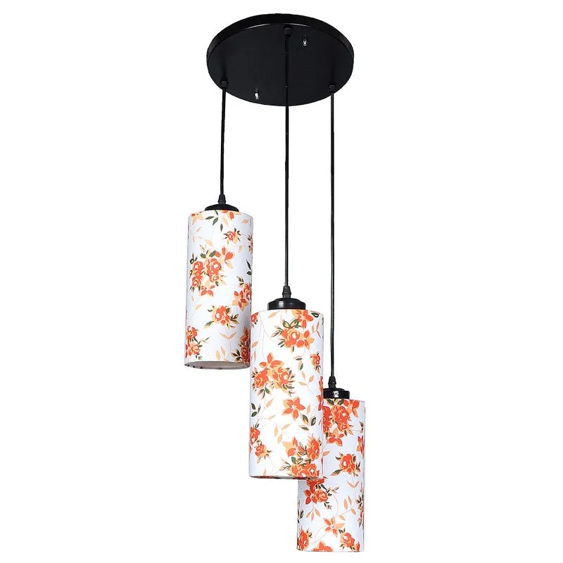 Cylentra Triple Metal Ceiling Lamp - White & Orange media 4