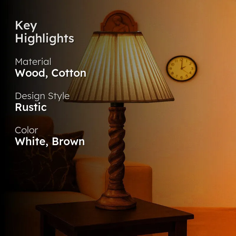 Elvane Oryn Wooden Table Lamp - White media 2