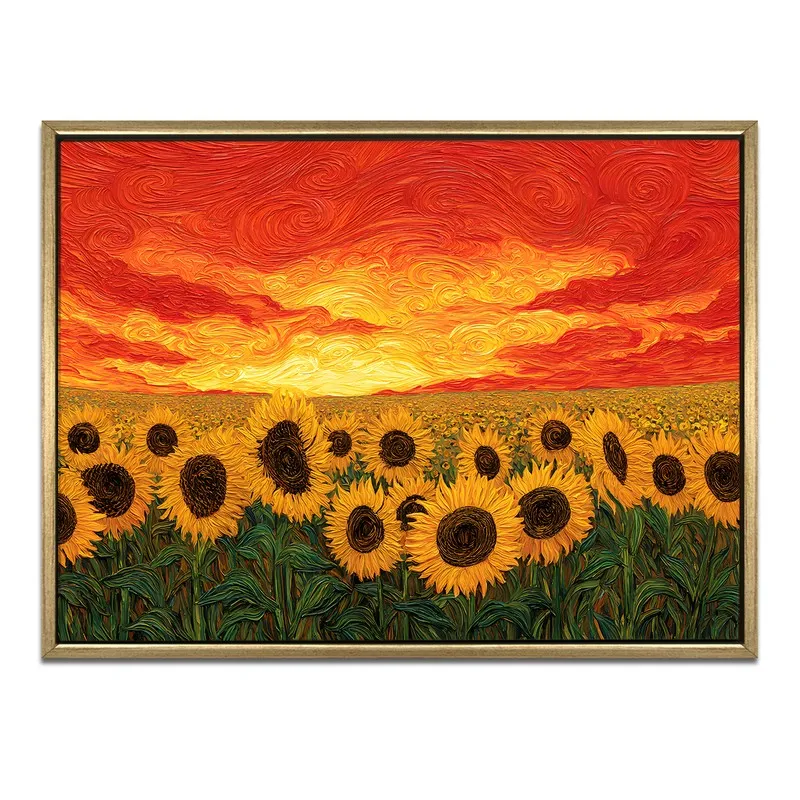 Sunflower Blaze Canvas Wall Painting With Frame media 3