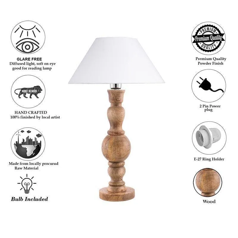 Espoir Wooden Fabric Table Lamp - Brown,White media 6