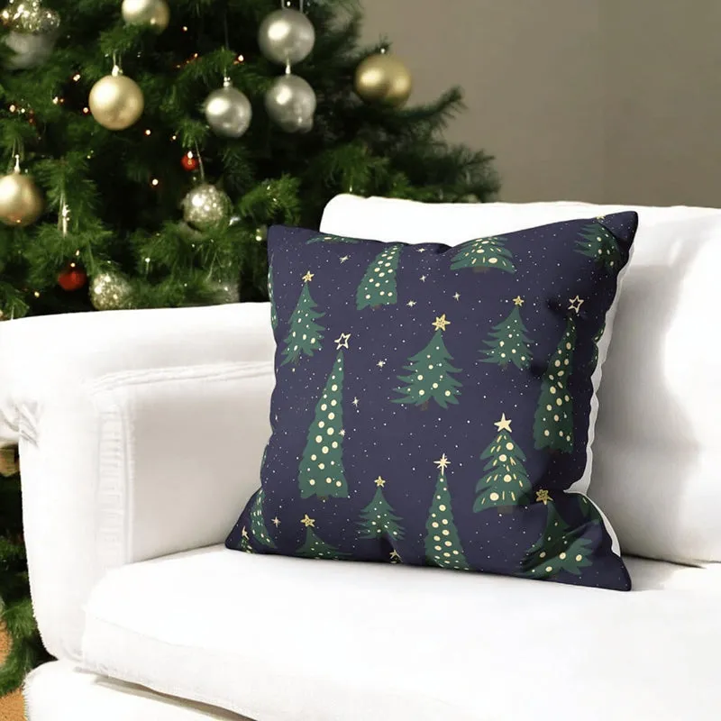 Starry Spruce Velvet Christmas Cushion Cover - Set Of Five media 5