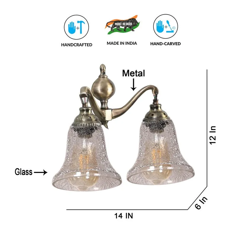 Crystal Flare Antique Dual Shade Glass Wall Lamp media 8