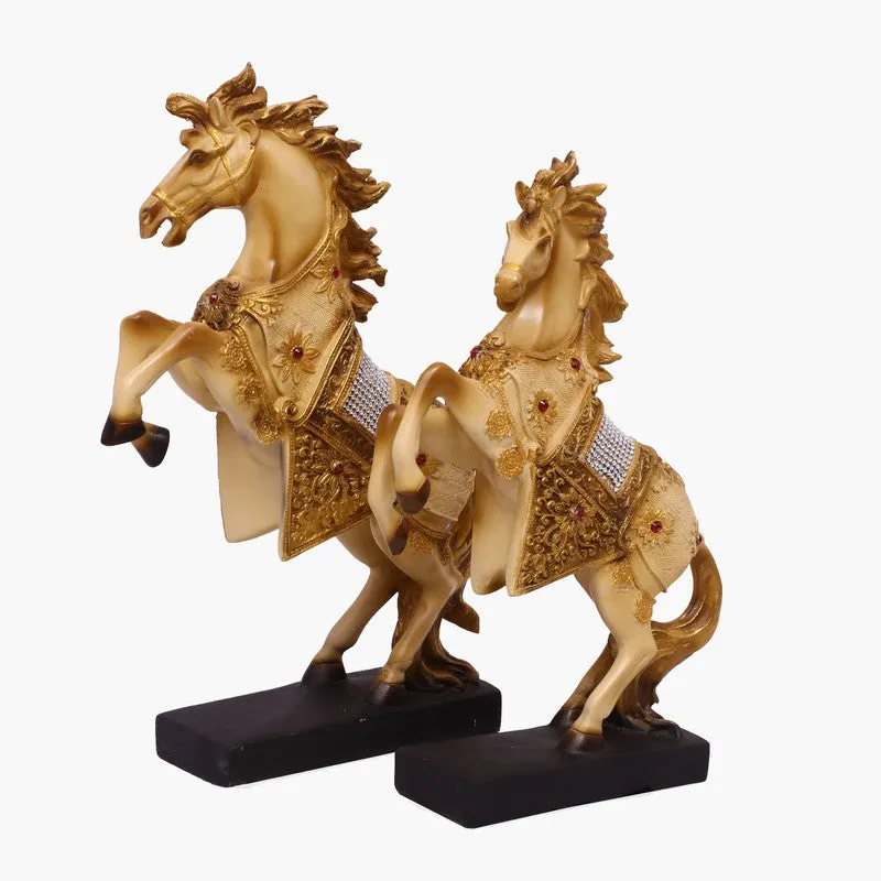 Regal Horse Polyresin Showpiece - Set Of Two media 3