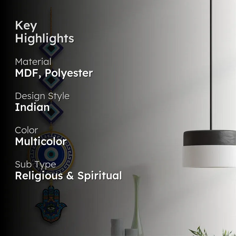 Triple Nazar Polyester & MDF Wall Hanging media 2
