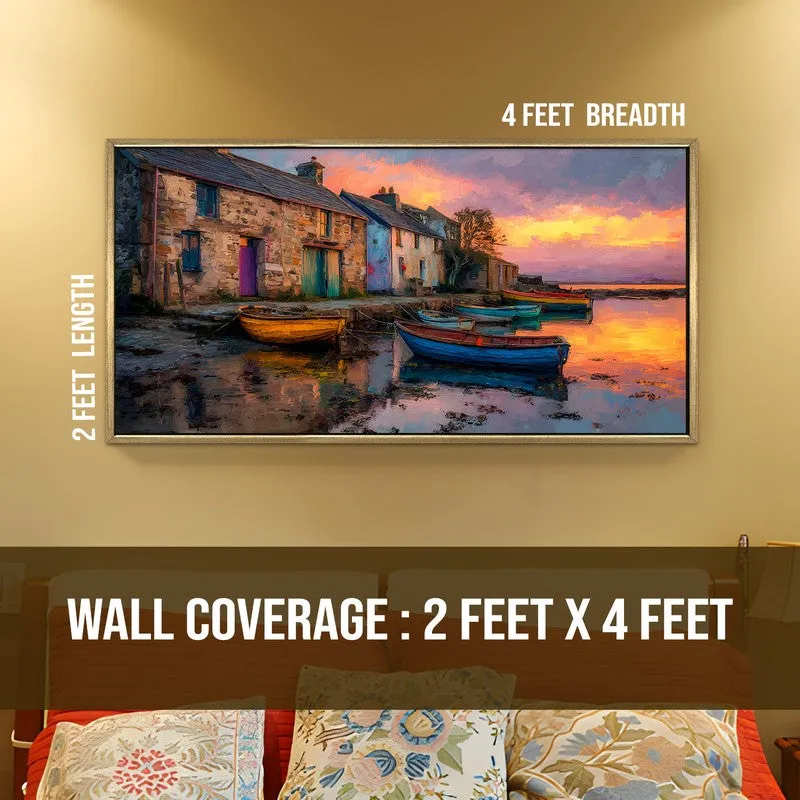 Tethered Boats Canvas Wall Painting With Frame media 9