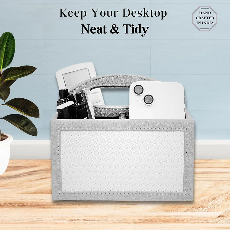 Savene Faux Leather Desk Organiser - Grey media 7