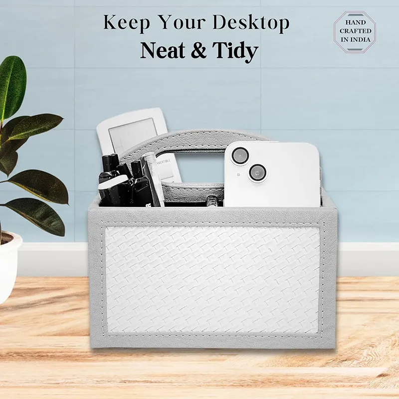 Savene Faux Leather Desk Organiser - Grey media 7