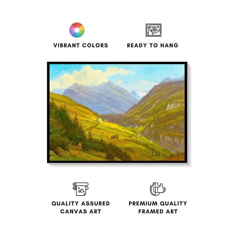 Mountain Valley Wall Painting - Black Frame media 3