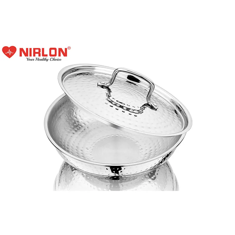 Nirlon Steel Hammered Kadhai With Lid - 1500 mL/8 Inches media 5