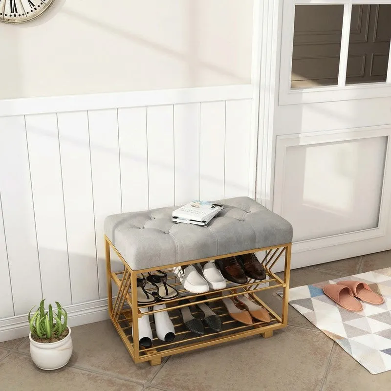 Compact Metal Shoe Rack - Gold,Grey media 5