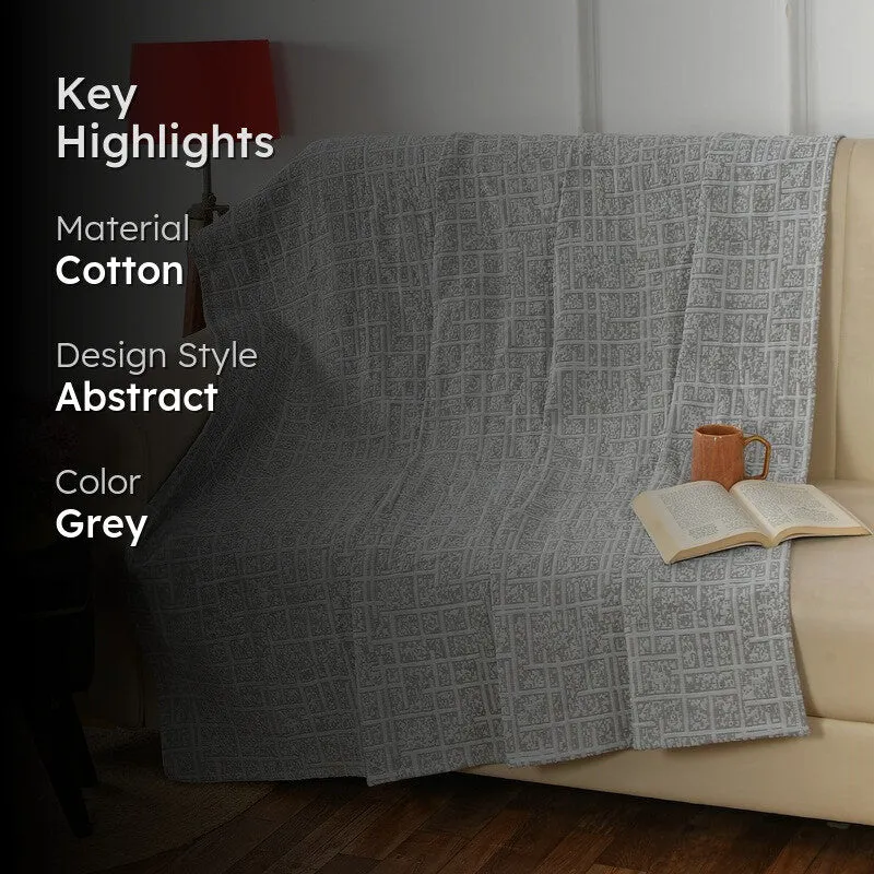 Velvra Abstract Cotton Throws - Grey media 2