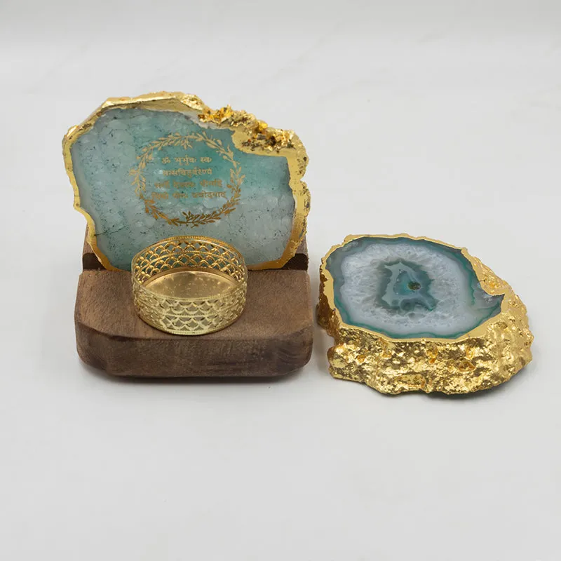 Chakra Glow Agate Tealight Holder With Incense Holder - Two Piece Set media 5