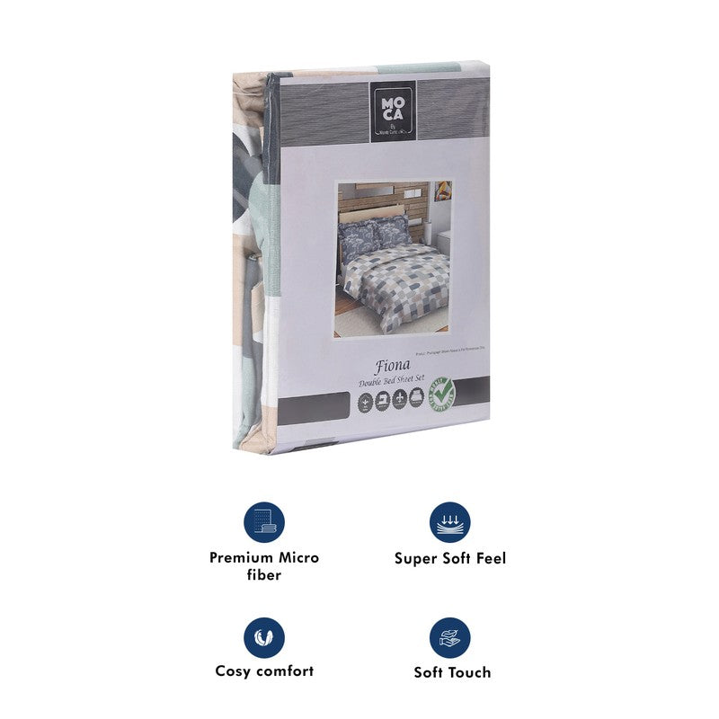 Monte Carlo Multi Blocks Cotton Bedsheet (White,Navy Blue) - 104 TC media 11