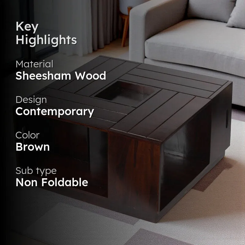Vervon Sheesham Wooden Center Table - Brown media 2