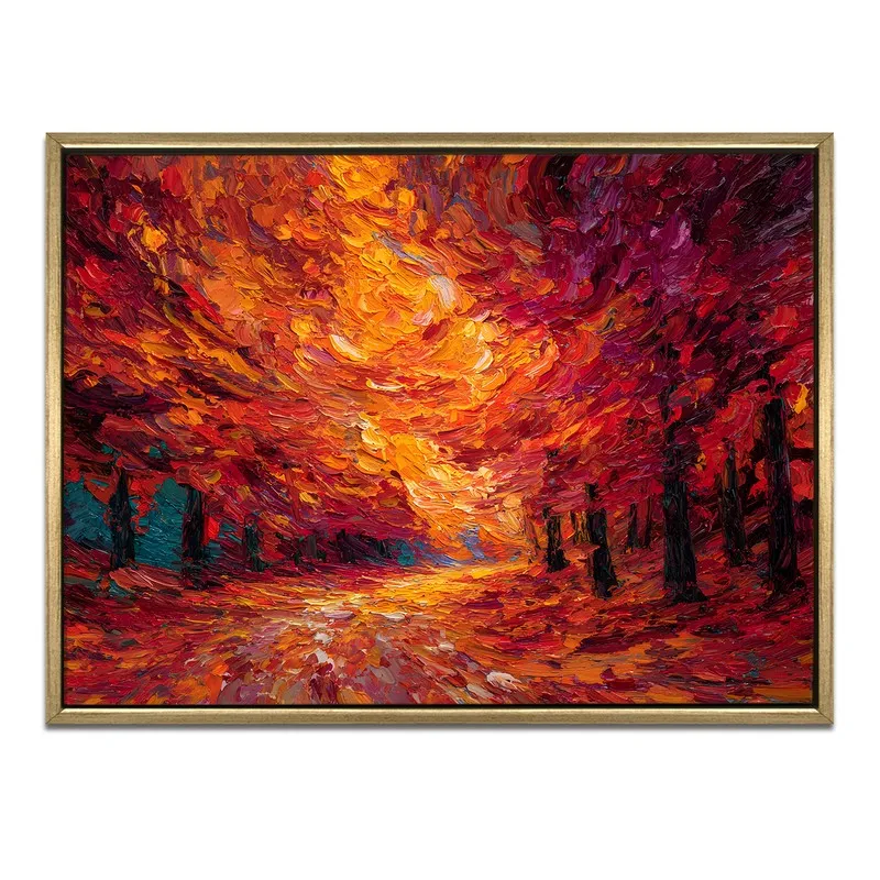 Cinnabar Forest Canvas Wall Painting With Frame media 3