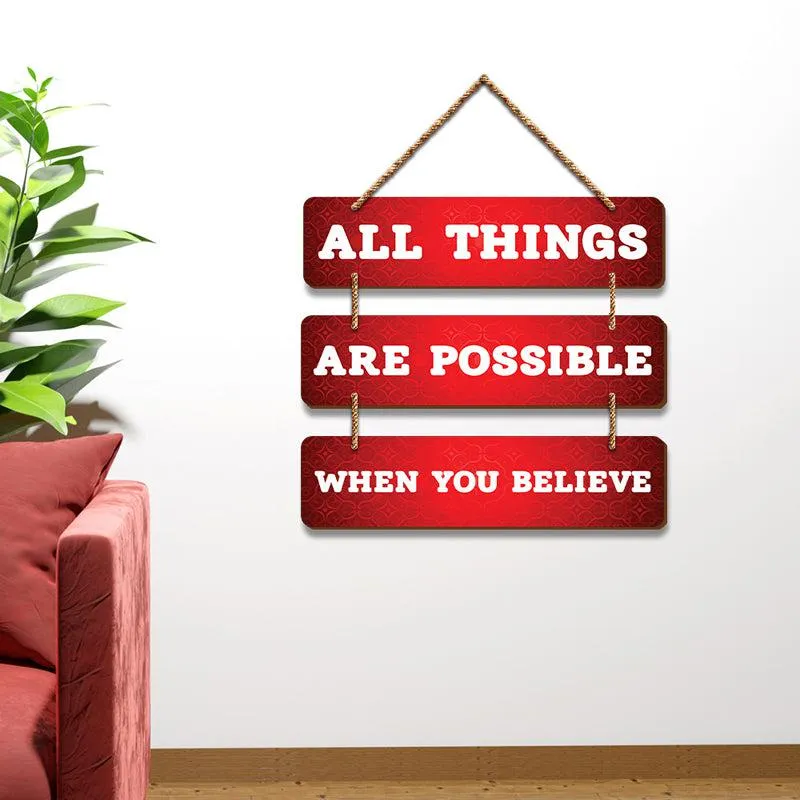 "All Things Are Possible" Motivational Wood MDF Wall Hanging media 1