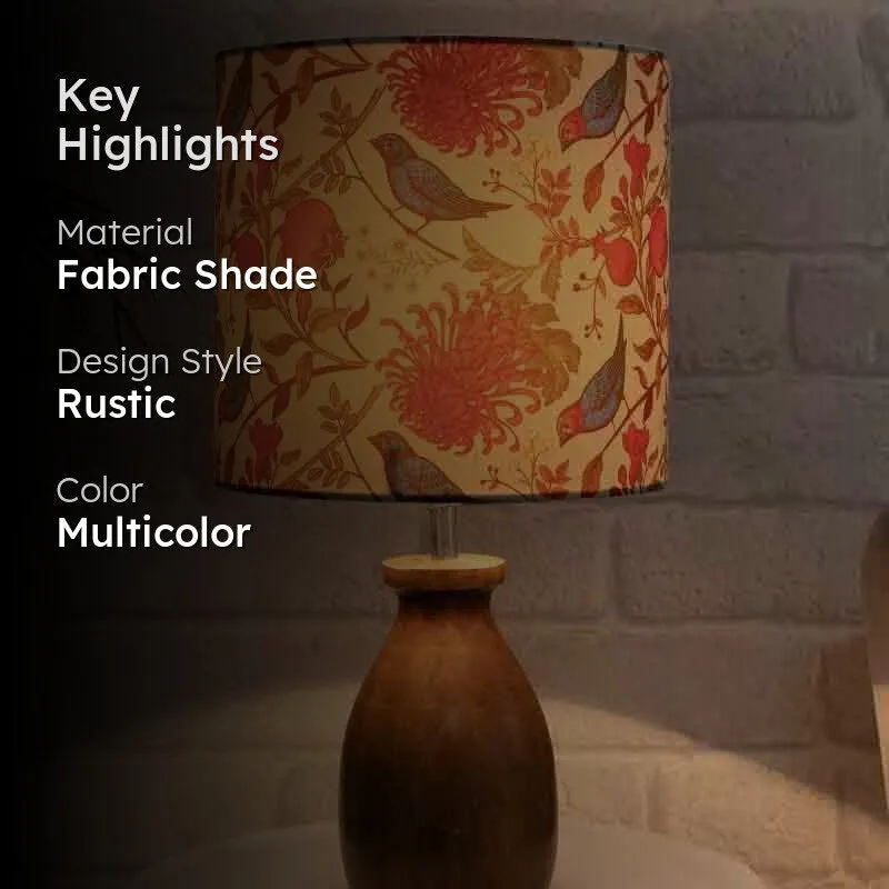 Amber Brown Fabric Table Lamp - Multicolor media 2