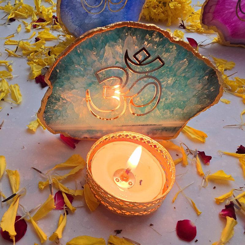 Festive Om Tealight Candle Holder - Green image 3