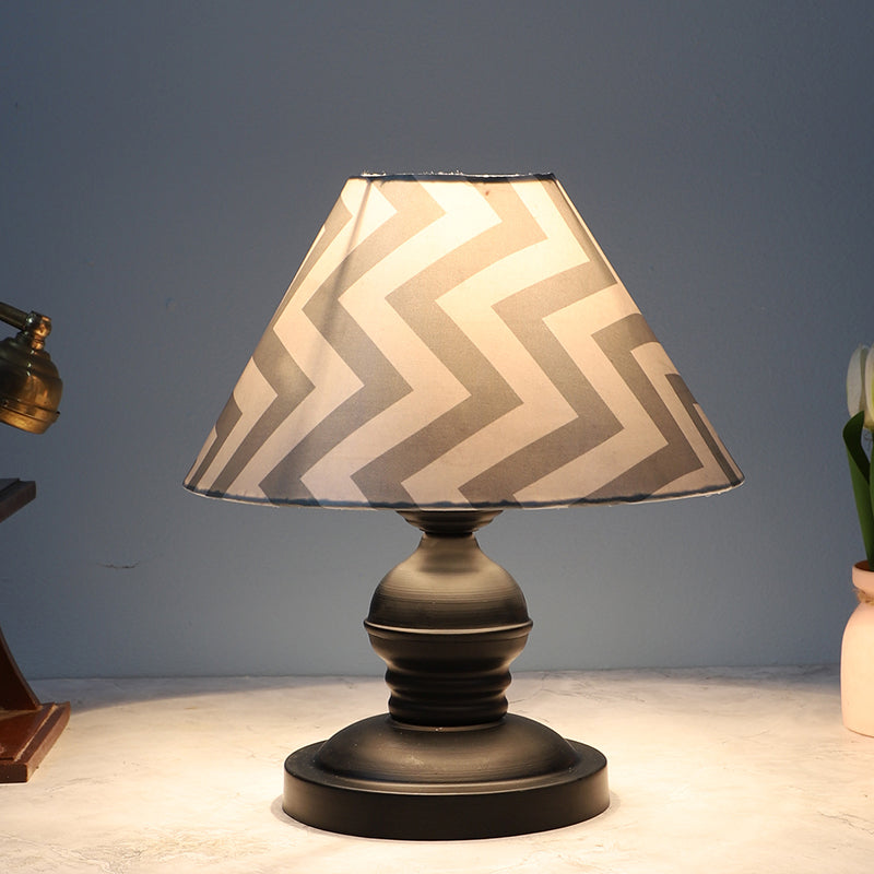 Chevron Light Prima Printed Mango Wood Table Lamp - Grey,White,Black