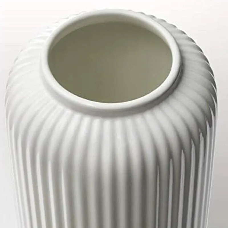 Floris Ribbed Flower Ceramic Vase - White media 7