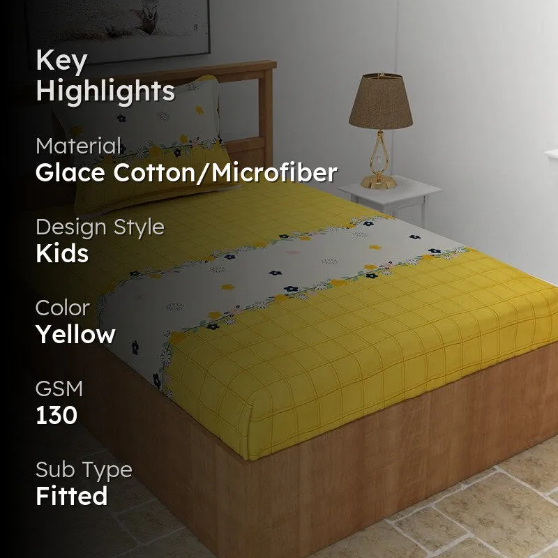 Ping Pong Abstract Microfiber Bedsheet (Yellow) - 130 GSM media 2