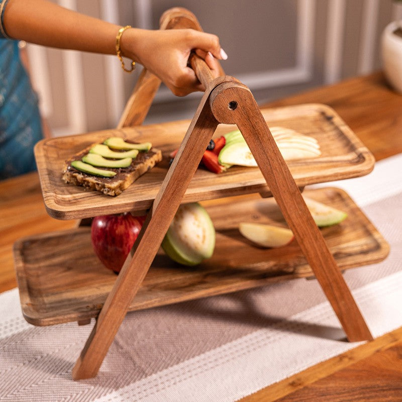 Oak Aura Party Wood Platter - Four Piece Set