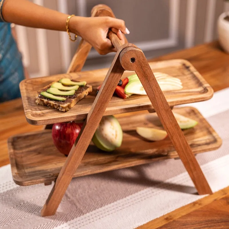 Oak Aura Party Wood Platter - Four Piece Set media 1