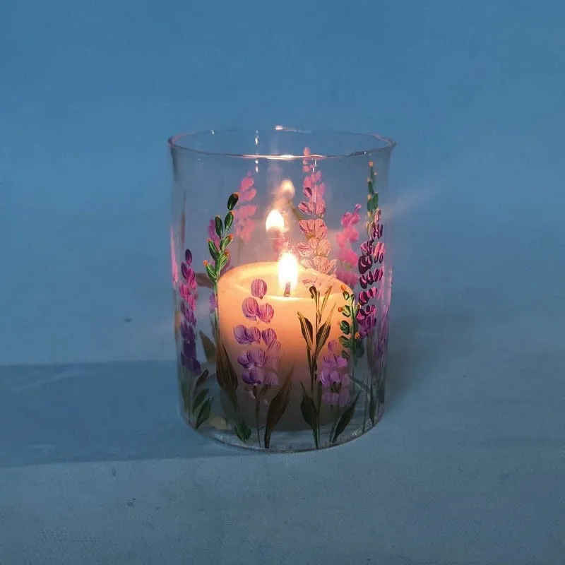 Lavender Bliss Handpainted Tealight Candle Holder media 3