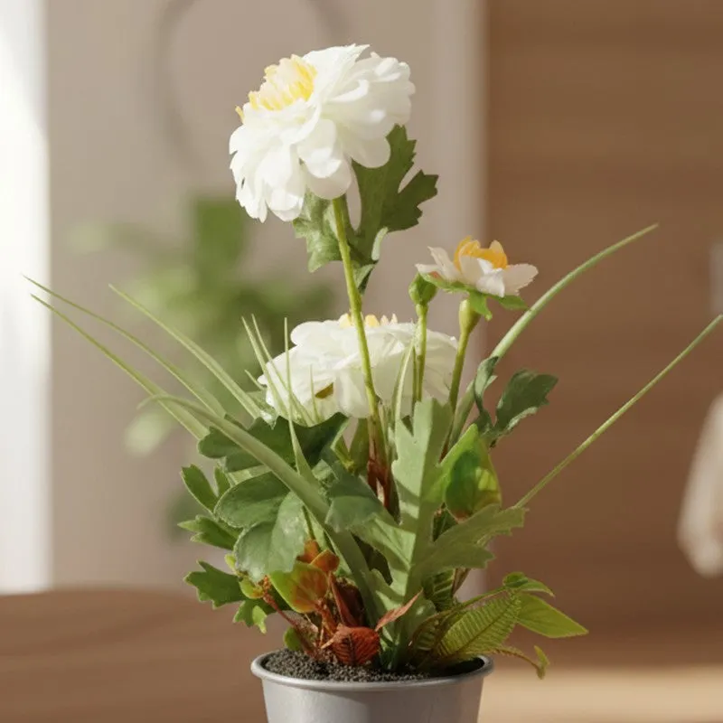 Artificial Bonsai Flower Plant with Ceramic Pot - 0.8 Feet (white) media 3