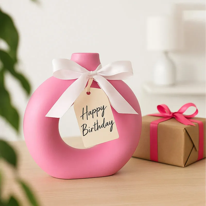 Melo Ceramic Vase - Pink media 7