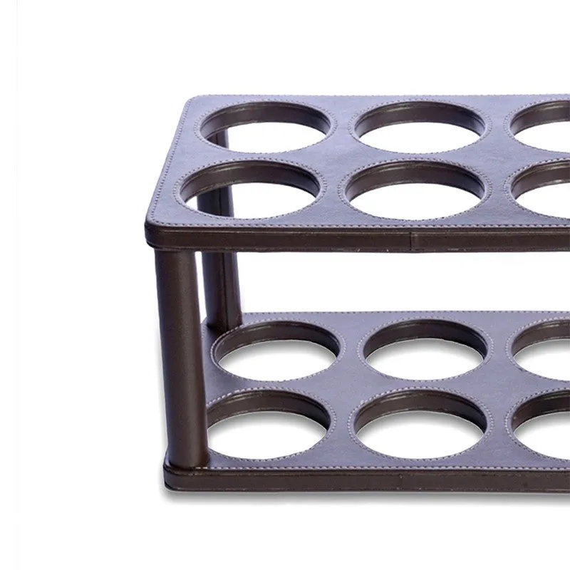 AarviDecor Urban Vault Faux Leather Wine Rack - Brown media 5