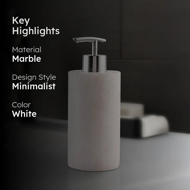 Alabaste Marble Soap Dispenser - White & Silver media 2