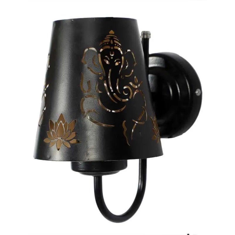 Ganeshji Etched Metal Wall Lamp media 5