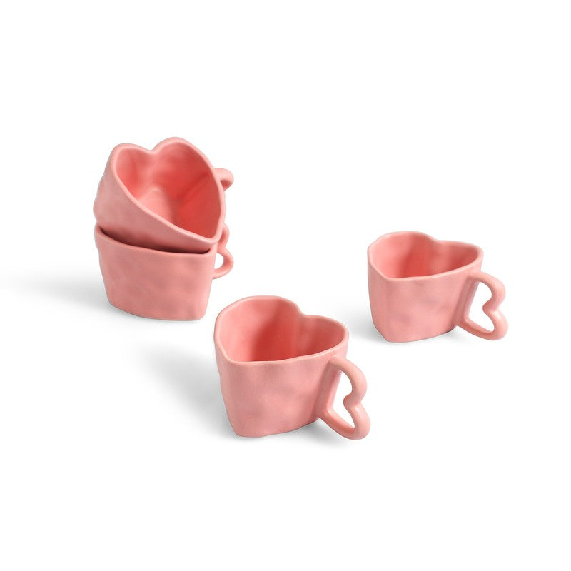 Heart Ceramic Coffee Mug (250 mL Each) - Set Of Four media 3