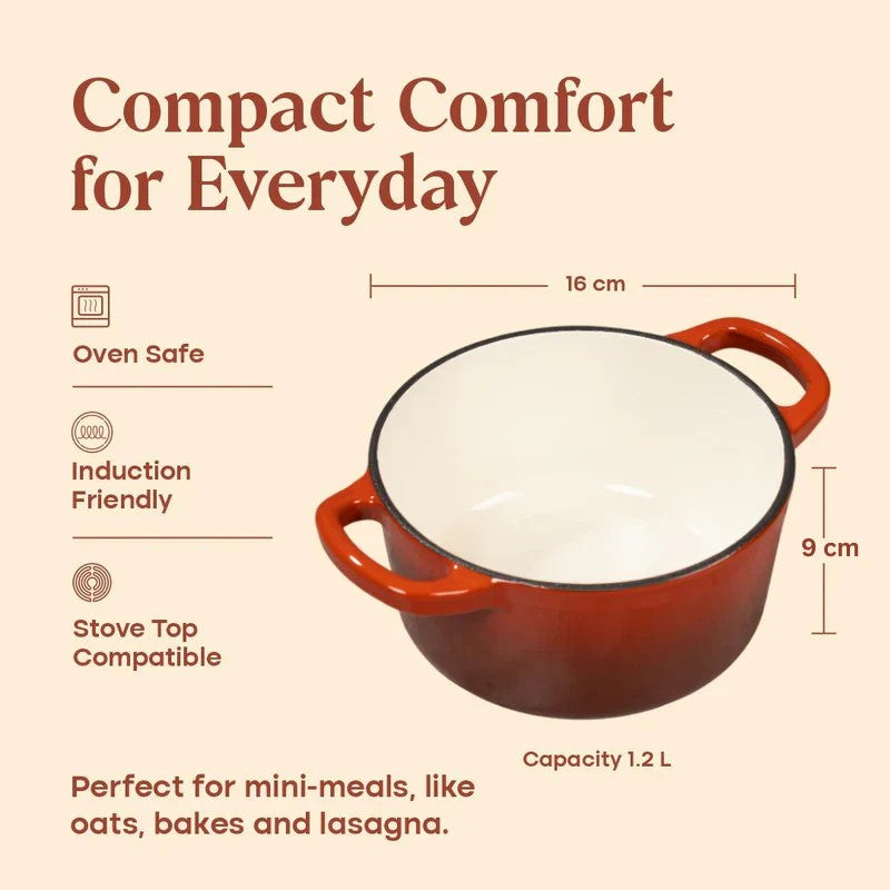 Cumin Co Enamel Cast Iron Cooking Pot (1200 mL) - Rust media 8